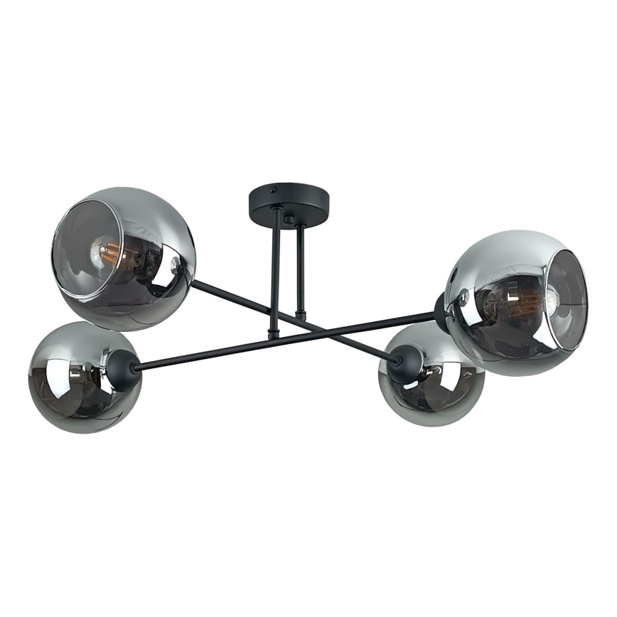 Sietynas ant stulpo VASCO 4xE27/60W/230V juoda/dūminis juoda