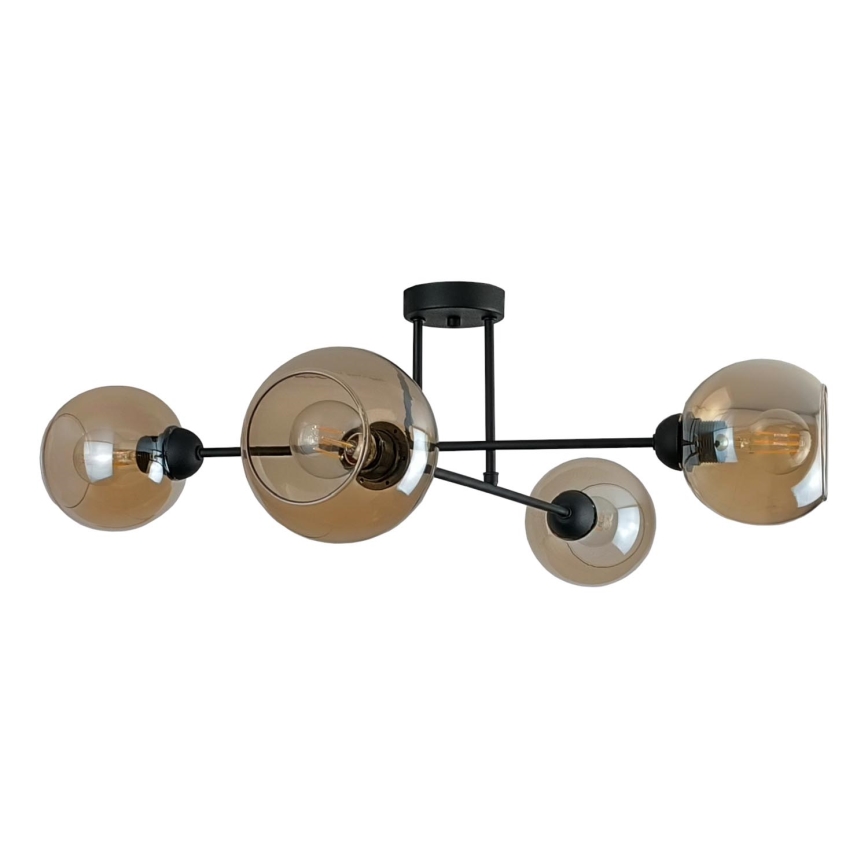 Sietynas ant stulpo VASCO 4xE27/60W/230V juoda/dūminis smėlio spalva