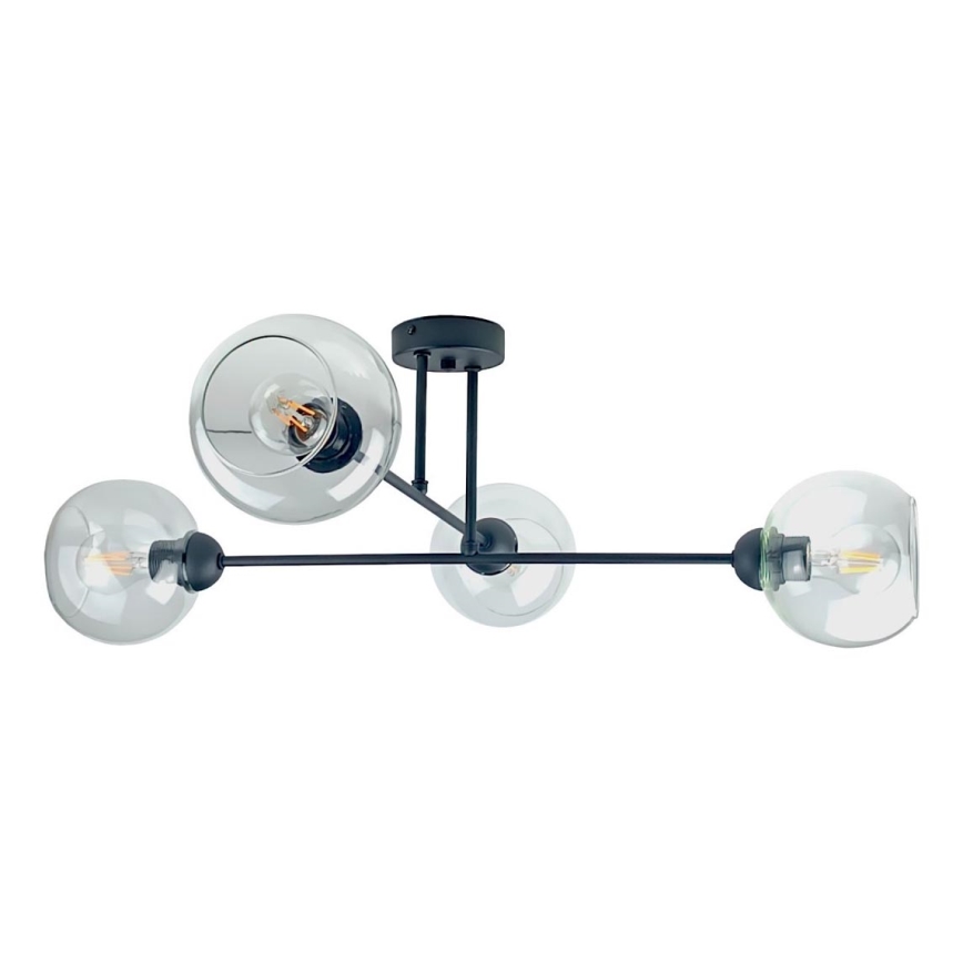 Sietynas ant stulpo VASCO 4xE27/60W/230V juoda/permatoma