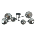 Sietynas ant stulpo VASCO 6xE27/60W/230V juoda/dūminis juoda