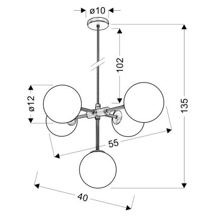 Sietynas ant virvės MATI 5xG9/28W/230V