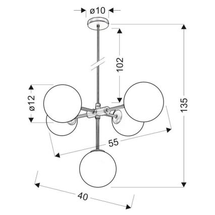 Sietynas ant virvės MATI 5xG9/28W/230V