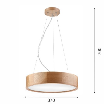Sietynas ant virvės OAK 2xE27/60W/230V ąžuolas ø 37 cm