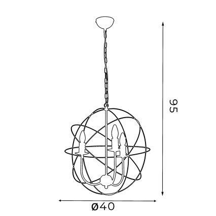 Sietynas GLOBE 3 3xE14/60W juoda