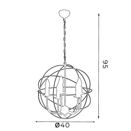 Sietynas GLOBE 5 5xE14/60W juoda
