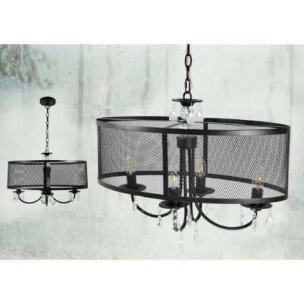 Sietynas, kabinamas ant grandinės BRESSO 4xE14/12W/230V juoda