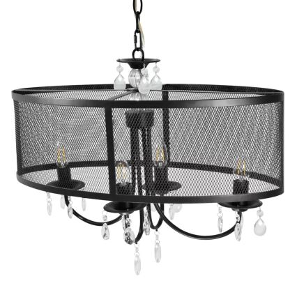 Sietynas, kabinamas ant grandinės BRESSO 4xE14/12W/230V juoda