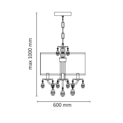 Sietynas, kabinamas ant grandinės BRESSO 4xE14/12W/230V juoda