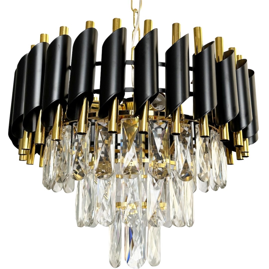 Sietynas, kabinamas ant grandinės CRISTAL 5xE14/40W/230V auksas/juoda