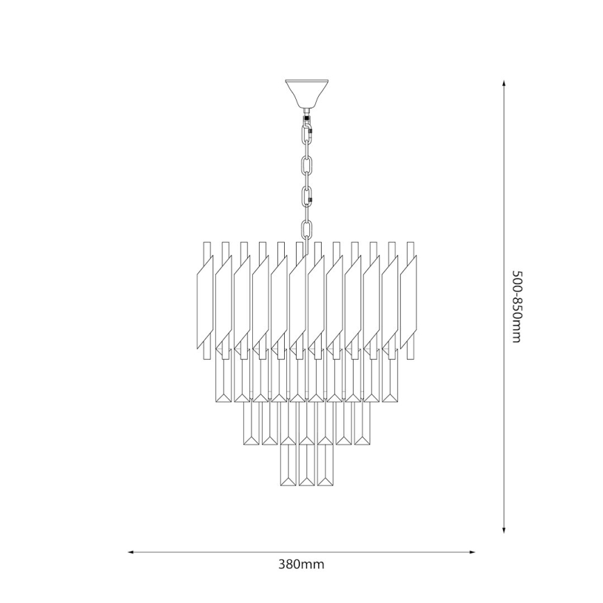 Sietynas, kabinamas ant grandinės CRISTAL 5xE14/40W/230V auksas/juoda