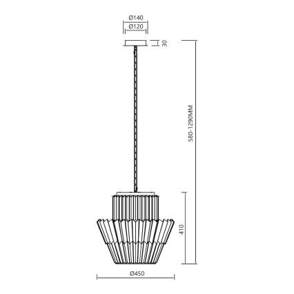 Sietynas, kabinamas ant grandinės DONNA 9xE14/40W/230V diametras 45 cm auksas