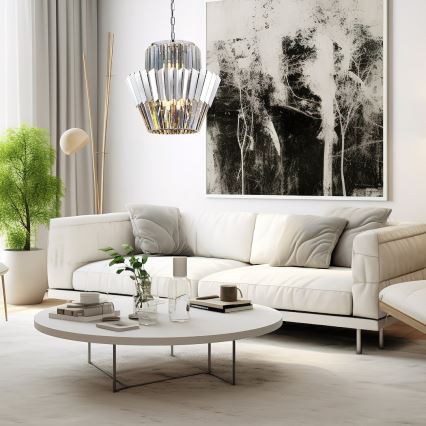 Sietynas, kabinamas ant grandinės DONNA 9xE14/40W/230V diametras 45 cm matinis chromas