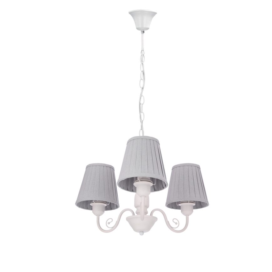 Sietynas, kabinamas ant grandinės FIREZ 3xE27/40W/230V balta/pilka