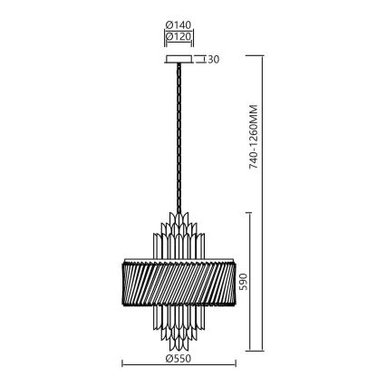 Sietynas, kabinamas ant grandinės MARGOT 9xE14/40W/230V diametras 55 cm auksas