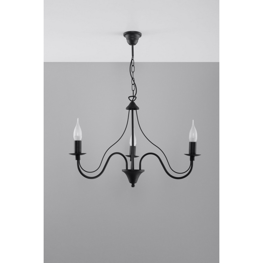 Sietynas, kabinamas ant grandinės MINERWA 3 3xE14/40W/230V juoda
