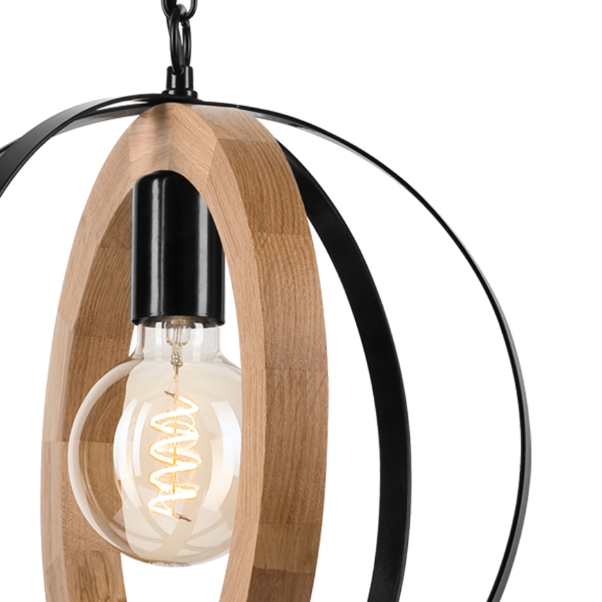 Sietynas, kabinamas ant grandinės ONDA 1xE27/15W/230V juoda/ąžuolas
