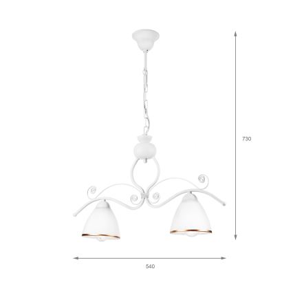Sietynas, kabinamas ant grandinės RETRO 2xE27/60W/230V matinė balta
