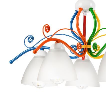 Sietynas, kabinamas ant grandinės RETRO 5xE27/60W/230V balta/spalvingas