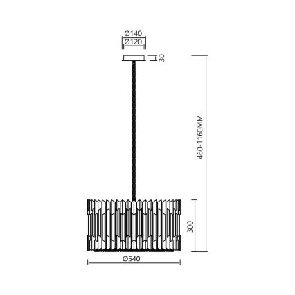 Sietynas, kabinamas ant grandinės RITZ 12xE14/40W/230V diametras 54 cm auksas