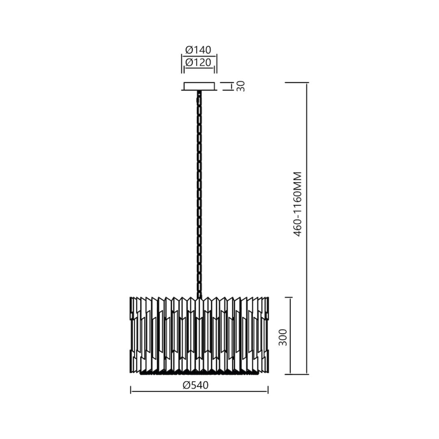 Sietynas, kabinamas ant grandinės RITZ 12xE14/40W/230V diametras 54 cm auksas