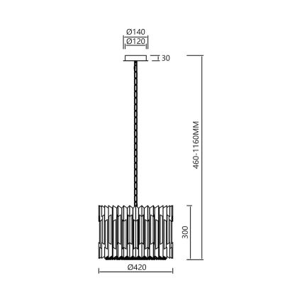 Sietynas, kabinamas ant grandinės RITZ 7xE14/40W/230V diametras 42 cm auksas