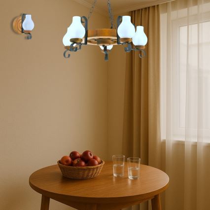 Sietynas, kabinamas ant grandinės ROATA 5xE14/40W/230V diametras 30 cm bukas