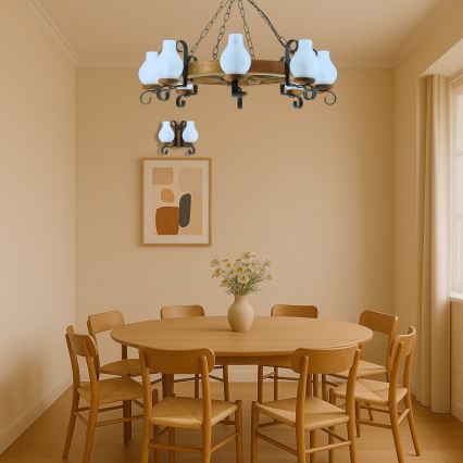 Sietynas, kabinamas ant grandinės ROATA 8xE14/40W/230V diametras 70 cm bukas