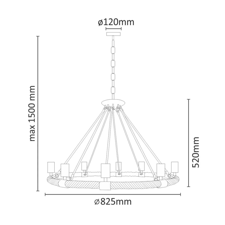Sietynas, kabinamas ant grandinės ROPE ARTHUR 8xE27/20W/230V