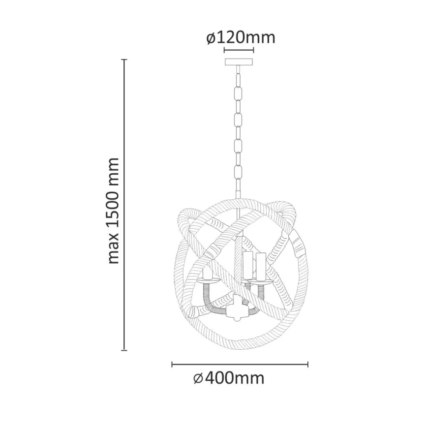 Sietynas, kabinamas ant grandinės ROPE GLOBO 3xE14/10W/230V