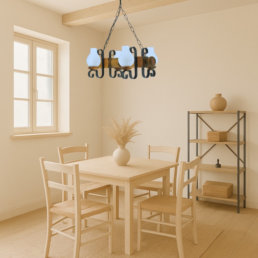 Sietynas, kabinamas ant grandinės RUSTIC 4xE14/40W/230V bukas