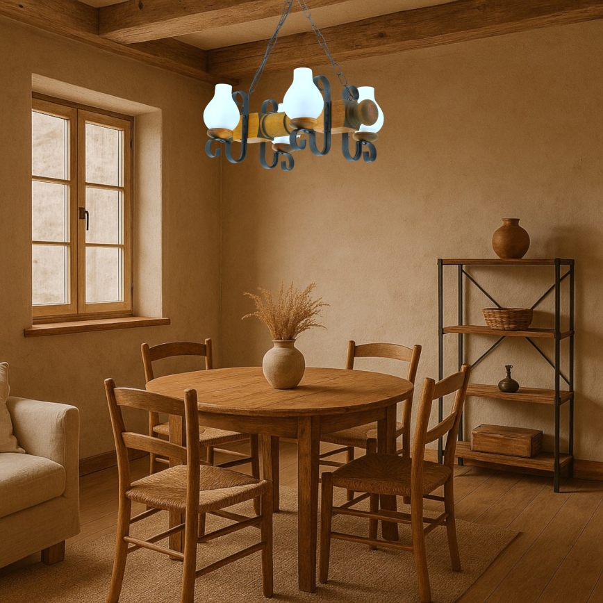 Sietynas, kabinamas ant grandinės RUSTIC 4xE14/40W/230V bukas