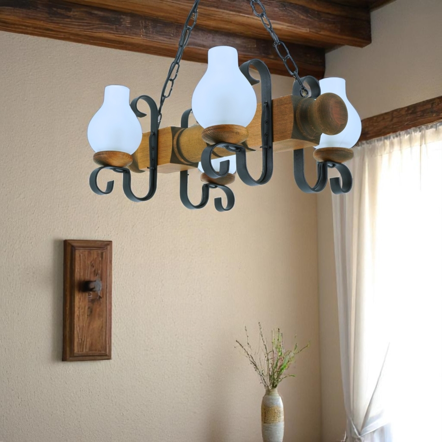 Sietynas, kabinamas ant grandinės RUSTIC 4xE14/40W/230V bukas