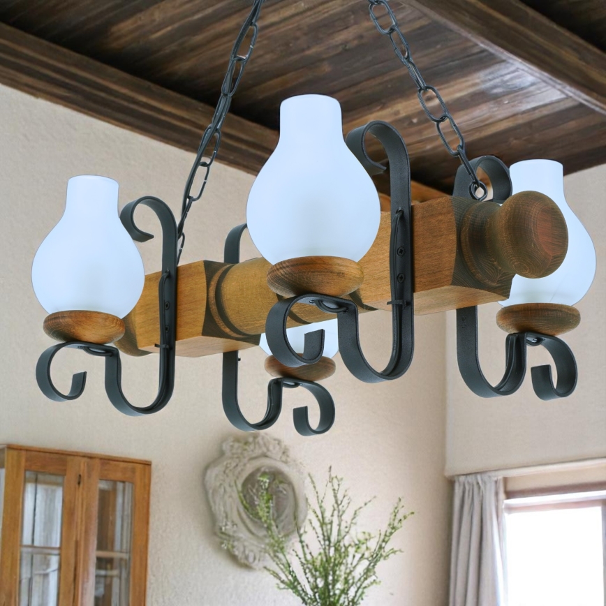 Sietynas, kabinamas ant grandinės RUSTIC 4xE14/40W/230V bukas