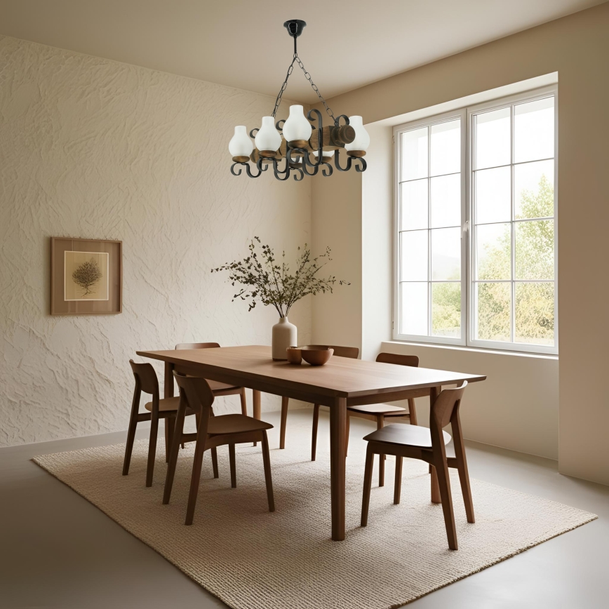 Sietynas, kabinamas ant grandinės RUSTIC 6xE14/40W/230V bukas