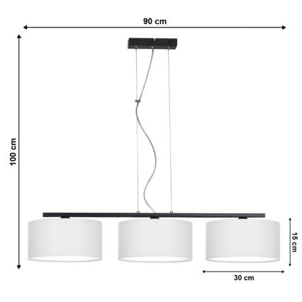 Sietynas, kabinamas ant virvės ASTRA 3xE27/60W/230V baltas