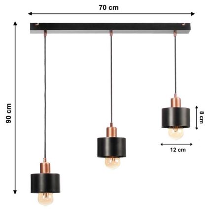 Sietynas, kabinamas ant virvės BODO 3xE27/60W/230V