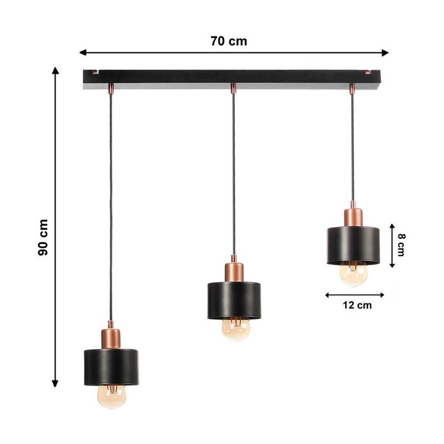 Sietynas, kabinamas ant virvės BODO 3xE27/60W/230V