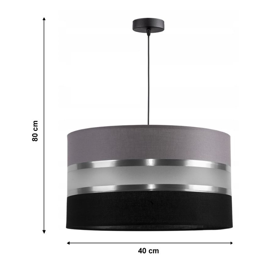 Sietynas, kabinamas ant virvės CORAL 1xE27/60W/230V juoda ir pilka