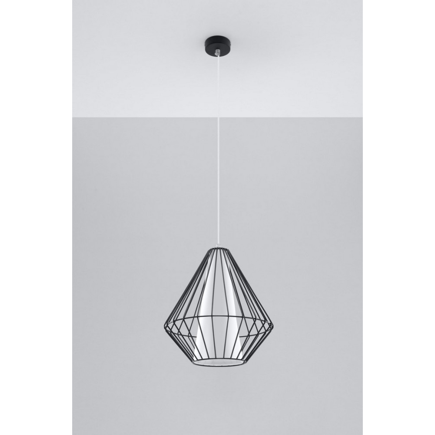 Sietynas, kabinamas ant virvės DEMI 1xE27/60W/230V juoda/balta