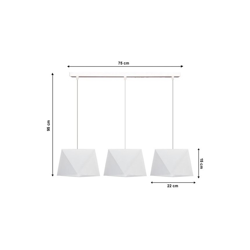 Sietynas, kabinamas ant virvės DIAMENT 3xE27/60W/230V balta