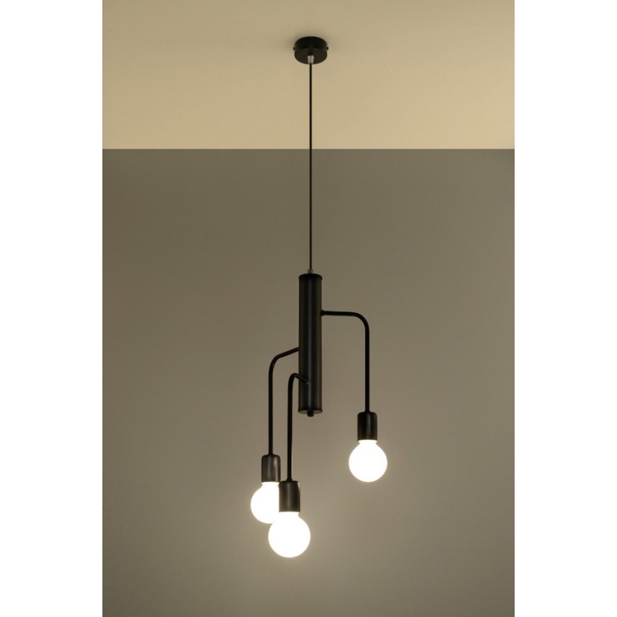 Sietynas, kabinamas ant virvės DUOMO 3M 3xE27/60W/230V juoda