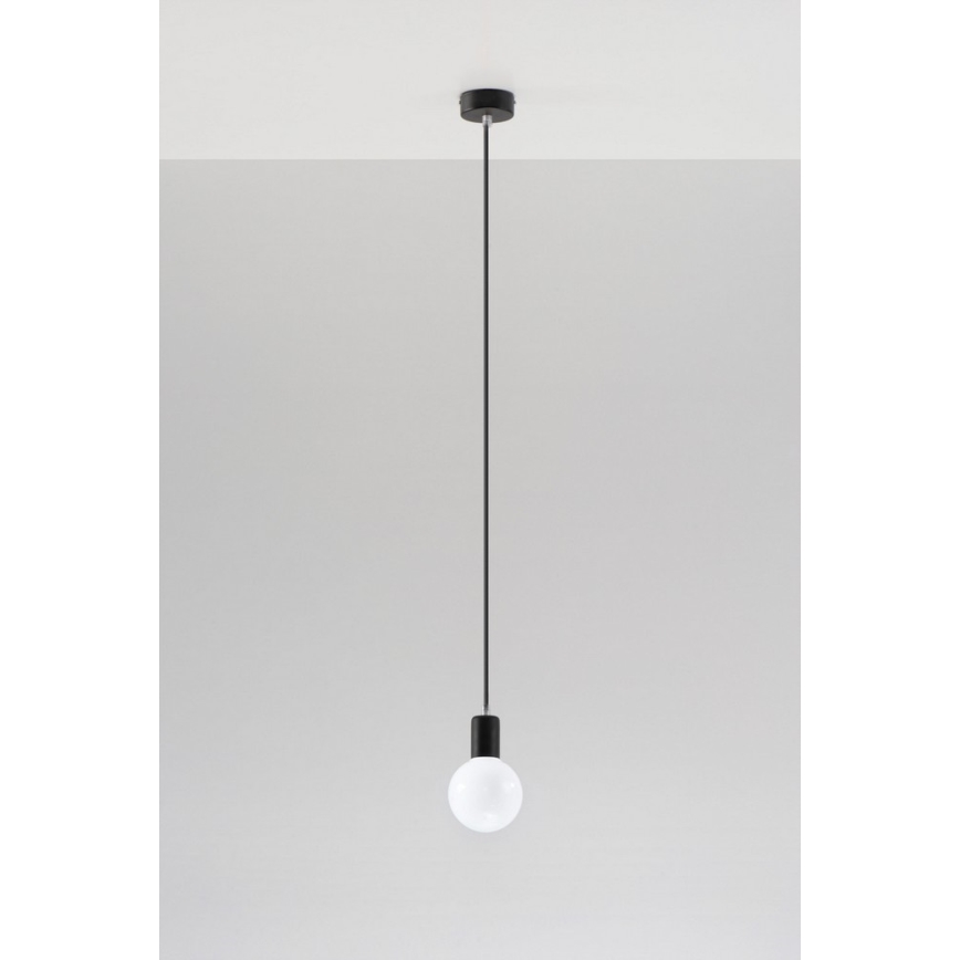 Sietynas, kabinamas ant virvės EDISON 1xE27/60W/230V juoda