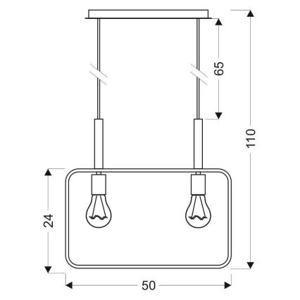 Sietynas, kabinamas ant virvės FRAME 2xE27/60W/230V baltas