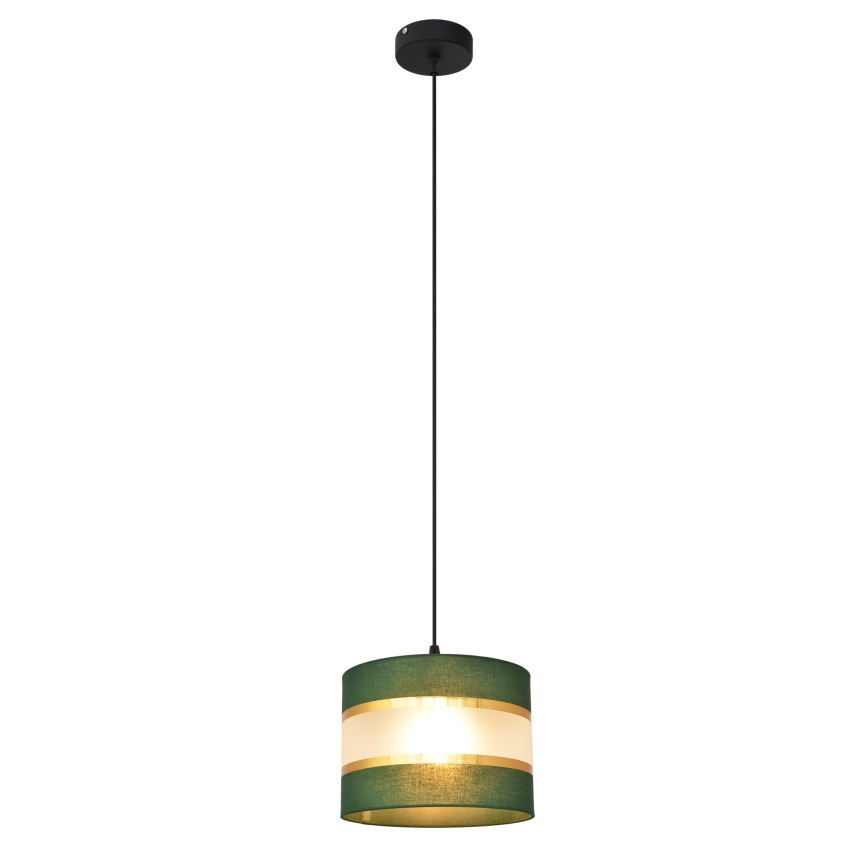 Sietynas, kabinamas ant virvės HELEN 1xE27/15W/230V diametras 20 cm žalia/auksas