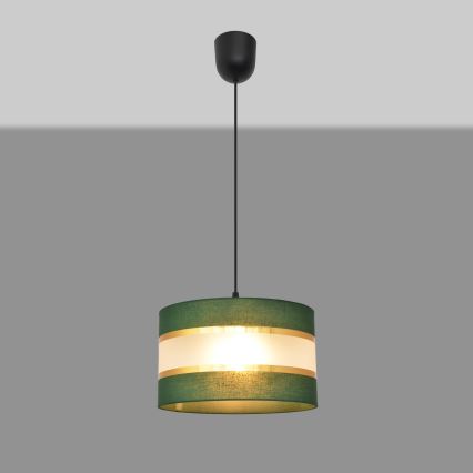 Sietynas, kabinamas ant virvės HELEN 1xE27/15W/230V diametras 25 cm žalia/auksas