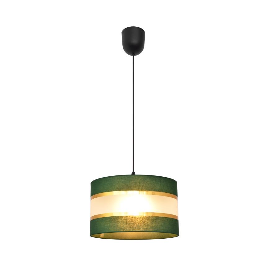 Sietynas, kabinamas ant virvės HELEN 1xE27/15W/230V diametras 25 cm žalia/auksas