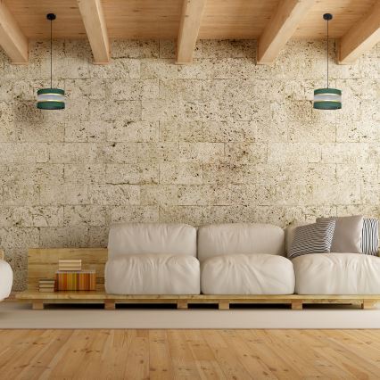 Sietynas, kabinamas ant virvės HELEN 1xE27/15W/230V diametras 25 cm žalia/auksas