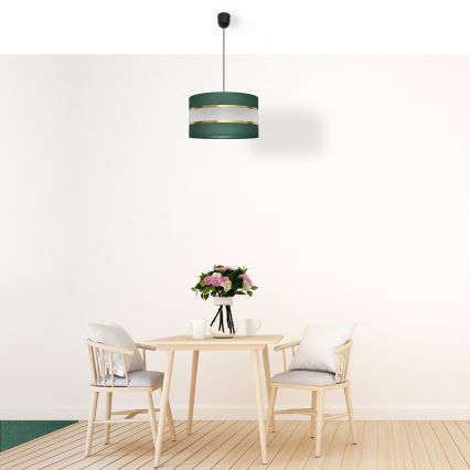 Sietynas, kabinamas ant virvės HELEN 1xE27/15W/230V diametras 35 cm žalia/auksas