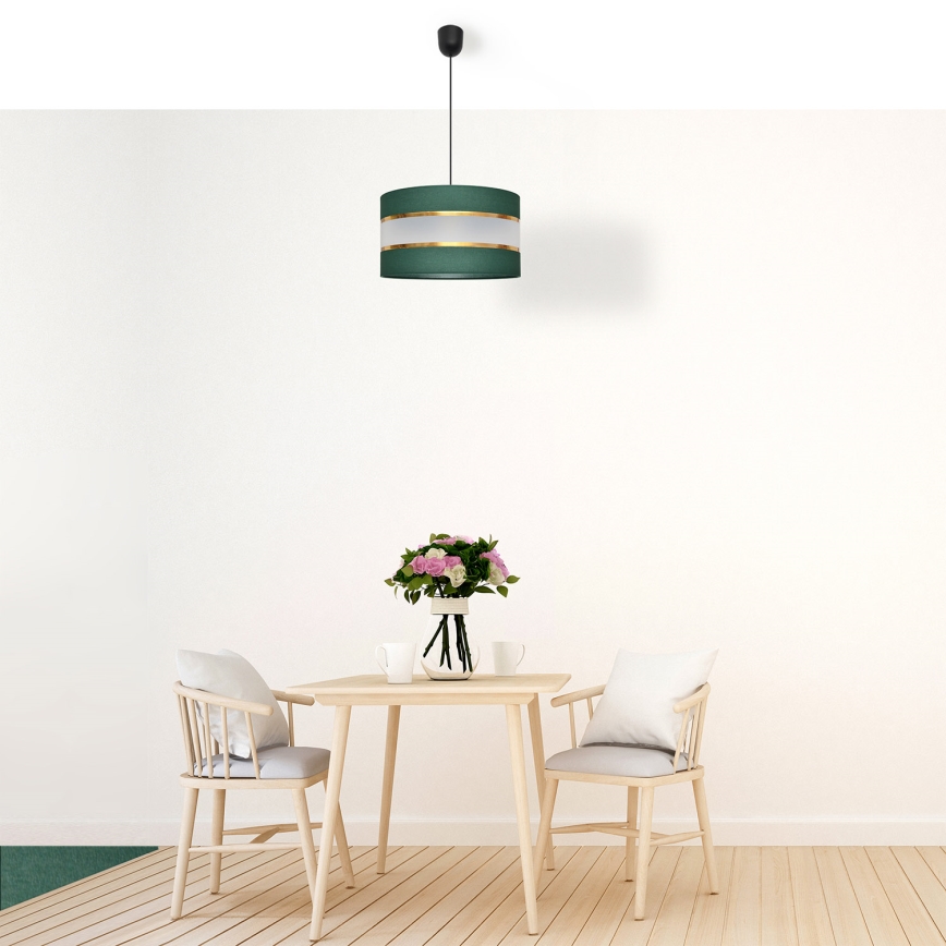 Sietynas, kabinamas ant virvės HELEN 1xE27/15W/230V diametras 35 cm žalia/auksas