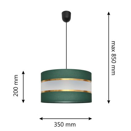 Sietynas, kabinamas ant virvės HELEN 1xE27/15W/230V diametras 35 cm žalia/auksas